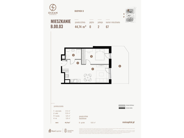 Mieszkanie w inwestycji OCEAN APARTMENTS, budynek Rezerwacja, symbol B.00.03 » nportal.pl