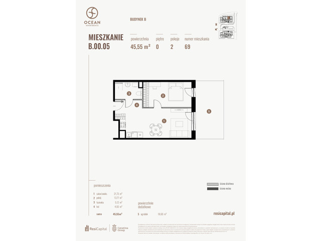 Mieszkanie w inwestycji OCEAN APARTMENTS, budynek Rezerwacja, symbol B.00.05 » nportal.pl