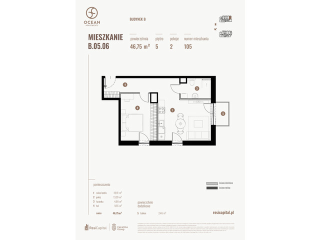 Mieszkanie w inwestycji OCEAN APARTMENTS, budynek Rezerwacja, symbol B.05.06 » nportal.pl