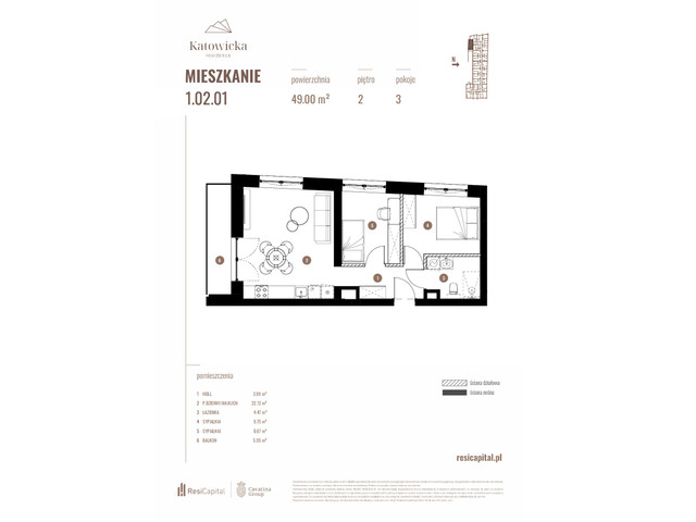 Mieszkanie w inwestycji KATOWICKA RESIDENCE, symbol 1.02.01 » nportal.pl