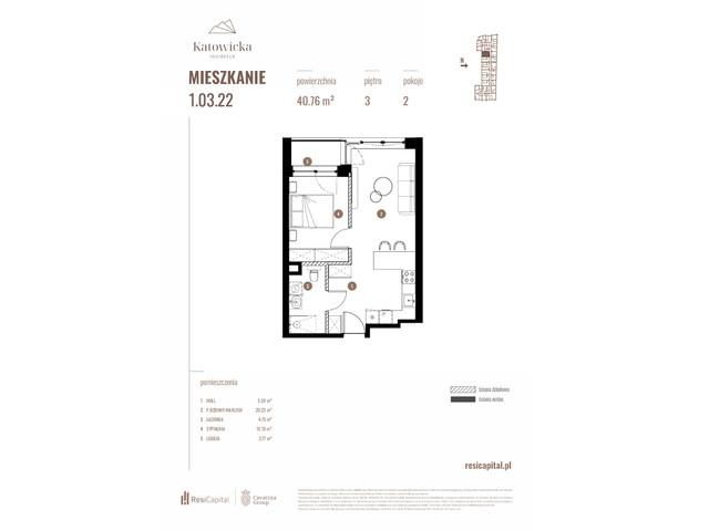 Mieszkanie w inwestycji KATOWICKA RESIDENCE, symbol 1.03.22 » nportal.pl