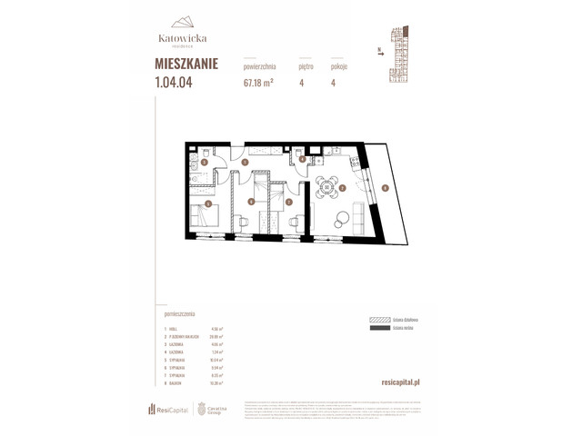 Mieszkanie w inwestycji KATOWICKA RESIDENCE, symbol 1.04.04 » nportal.pl