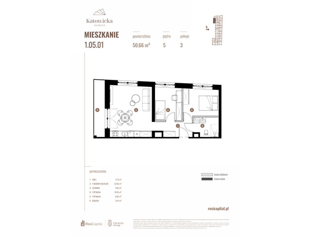 Mieszkanie w inwestycji KATOWICKA RESIDENCE, symbol 1.05.01 » nportal.pl
