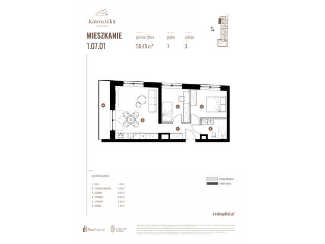 Mieszkanie w inwestycji KATOWICKA RESIDENCE, symbol 1.07.01 » nportal.pl