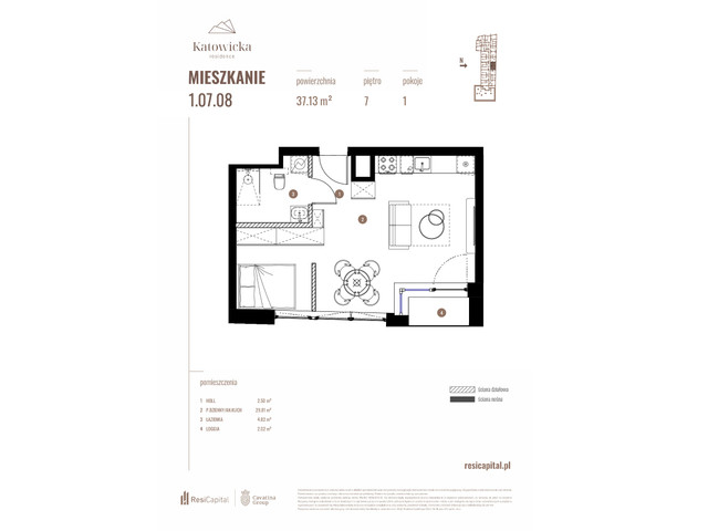 Mieszkanie w inwestycji KATOWICKA RESIDENCE, symbol 1.07.08 » nportal.pl
