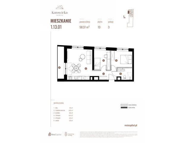 Mieszkanie w inwestycji KATOWICKA RESIDENCE, symbol 1.13.01 » nportal.pl