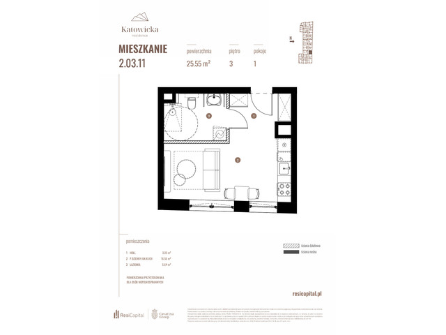 Mieszkanie w inwestycji KATOWICKA RESIDENCE, budynek Rezerwacja, symbol 2.03.11 » nportal.pl
