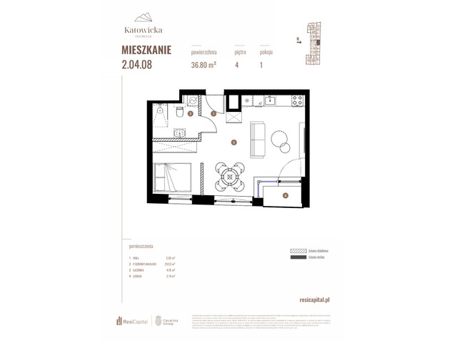Mieszkanie w inwestycji KATOWICKA RESIDENCE, budynek Rezerwacja, symbol 2.04.08 » nportal.pl
