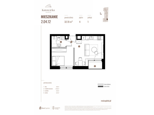 Mieszkanie w inwestycji KATOWICKA RESIDENCE, budynek Rezerwacja, symbol 2.04.12 » nportal.pl