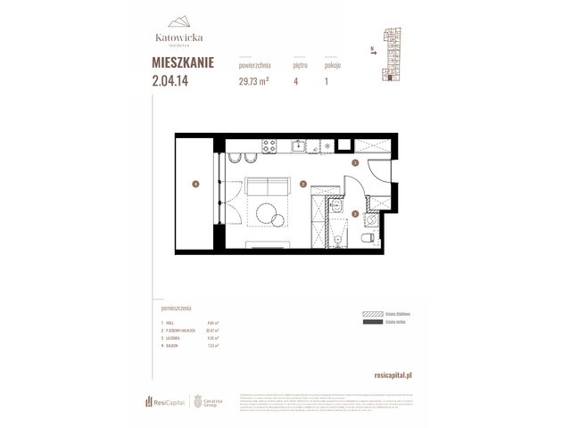 Mieszkanie w inwestycji KATOWICKA RESIDENCE, budynek Rezerwacja, symbol 2.04.14 » nportal.pl