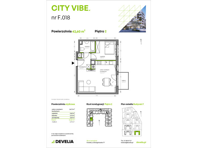 Mieszkanie w inwestycji City Vibe - budynek River View, symbol F.018 » nportal.pl