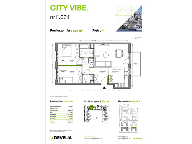 Mieszkanie w inwestycji City Vibe - budynek River View, symbol F.034 » nportal.pl