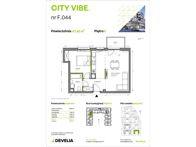 Mieszkanie w inwestycji City Vibe - budynek River View, symbol F.044 » nportal.pl