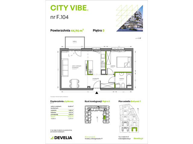 Mieszkanie w inwestycji City Vibe - budynek River View, symbol F.104 » nportal.pl