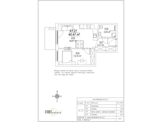 Mieszkanie w inwestycji Fort Natura Etap II, symbol A1.21 » nportal.pl