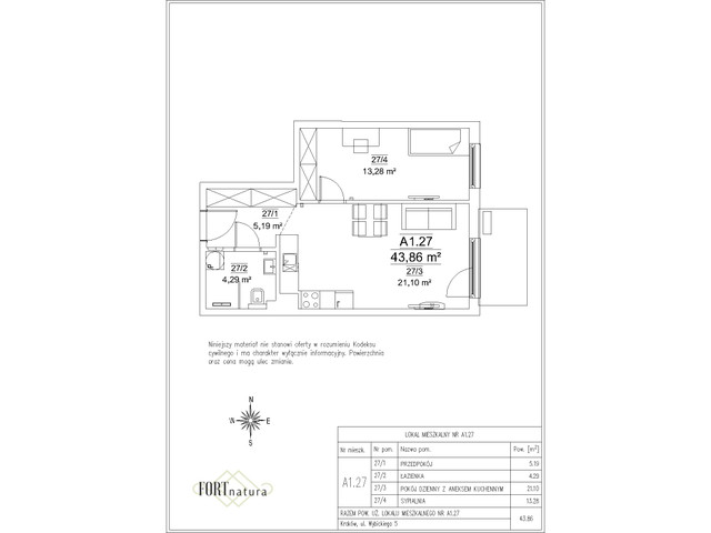 Mieszkanie w inwestycji Fort Natura Etap II, symbol A1.27 » nportal.pl