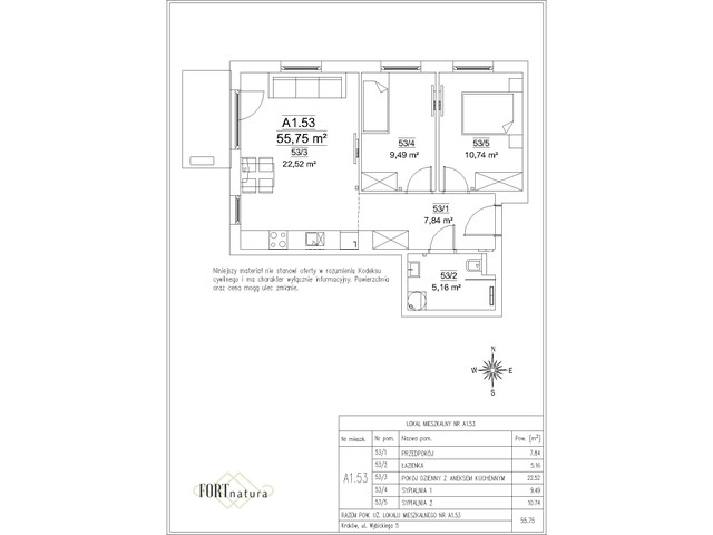 Mieszkanie w inwestycji Fort Natura Etap II, symbol A1.53 » nportal.pl