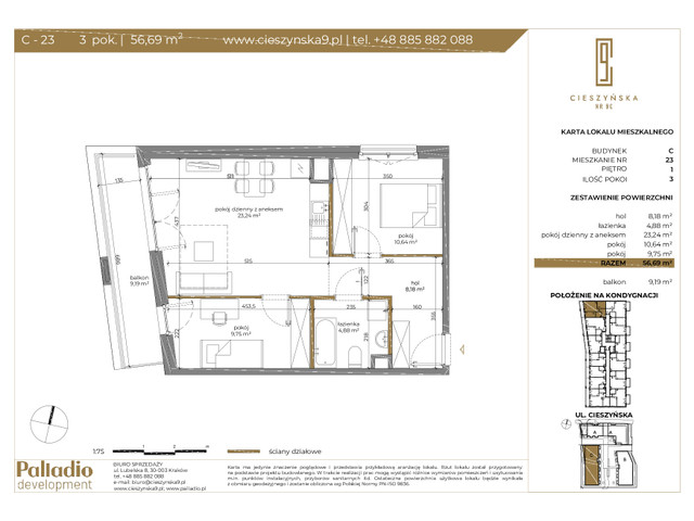 Mieszkanie w inwestycji CIESZYŃSKA 9, symbol C23 » nportal.pl