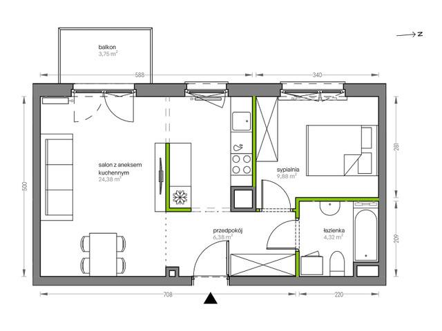 Mieszkanie w inwestycji City Vibe, symbol F.084 » nportal.pl