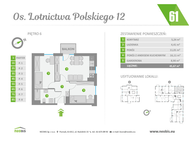 Mieszkanie w inwestycji OS. LOTNICTWA POLSKIEGO 12, symbol 61 » nportal.pl