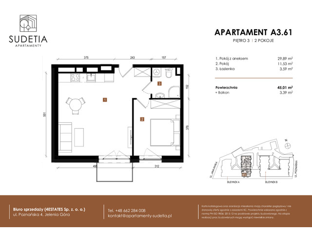 Mieszkanie w inwestycji APARTAMENTY SUDETIA, budynek Rezerwacja, symbol A3.61 » nportal.pl