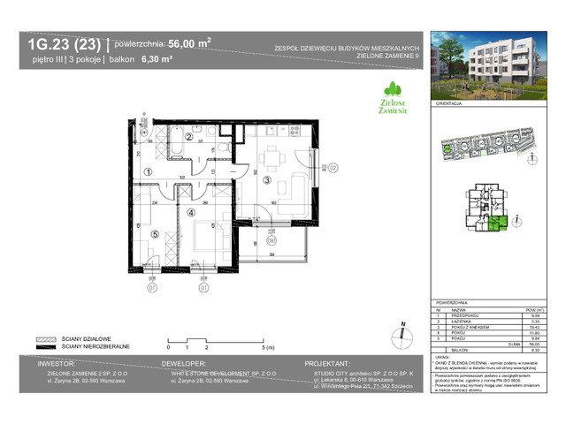 Mieszkanie w inwestycji Zielone Zamienie Etap IX, budynek Rezerwacja., symbol 1G.23 » nportal.pl