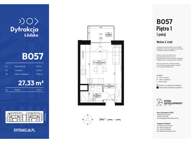 Mieszkanie w inwestycji Dyfrakcja Łódzka, symbol B057 » nportal.pl