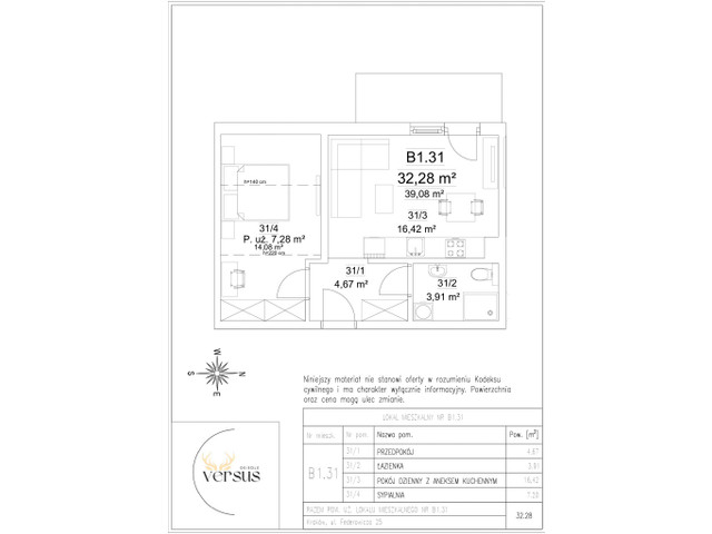 Mieszkanie w inwestycji Osiedle Versus, symbol B1/M31 » nportal.pl