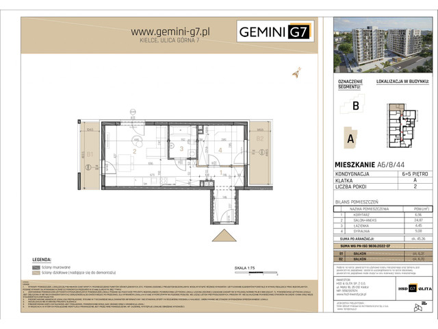 Mieszkanie w inwestycji GEMINI G7, symbol A6/8/44 » nportal.pl