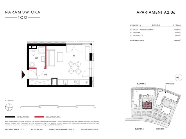 Mieszkanie w inwestycji Naramowicka 100, symbol A-A2.06 » nportal.pl