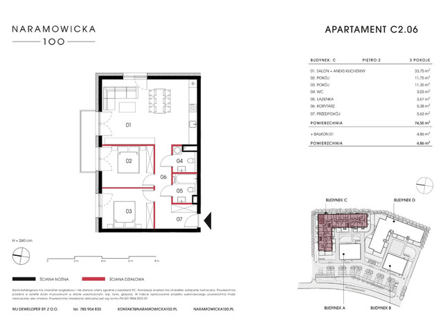 Mieszkanie w inwestycji Naramowicka 100, symbol C-C2.06 » nportal.pl