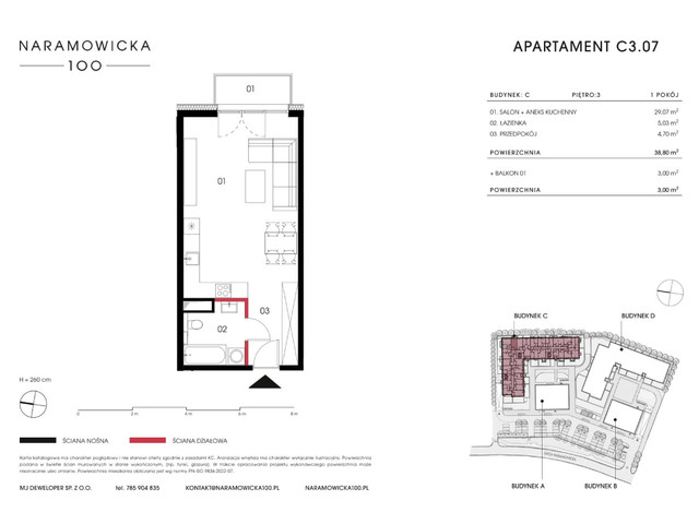 Mieszkanie w inwestycji Naramowicka 100, symbol C-C3.07 » nportal.pl