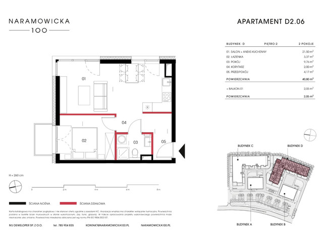 Mieszkanie w inwestycji Naramowicka 100, symbol D-D2.06 » nportal.pl