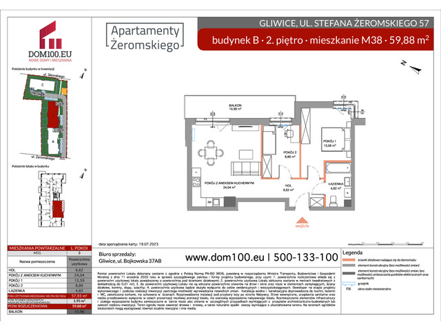 Mieszkanie w inwestycji APARTAMENTY ŻEROMSKIEGO, symbol B-B38 » nportal.pl