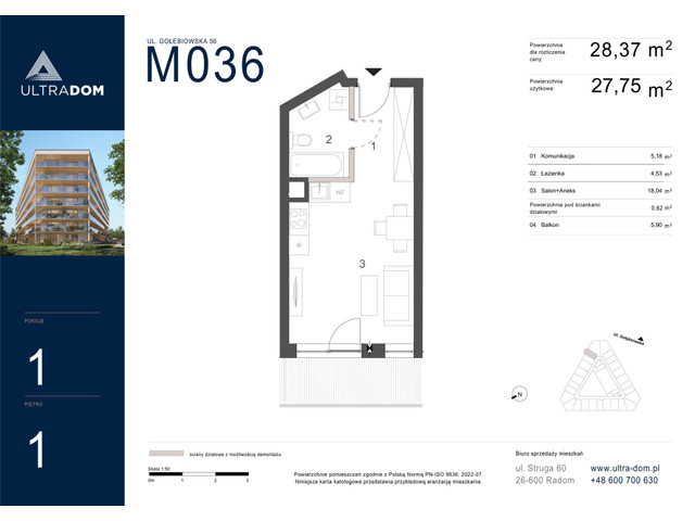 Mieszkanie w inwestycji Ultradom, symbol M036 » nportal.pl