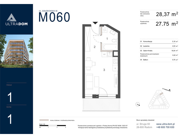 Mieszkanie w inwestycji Ultradom, symbol M060 » nportal.pl