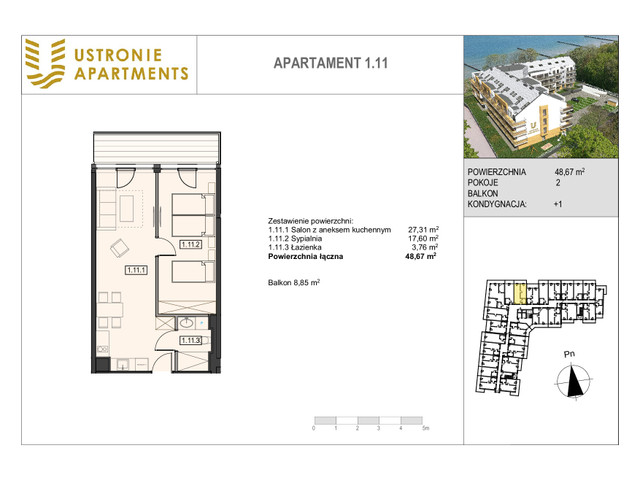 Mieszkanie w inwestycji Ustronie Apartments, budynek Deluxe, symbol 1_11 » nportal.pl