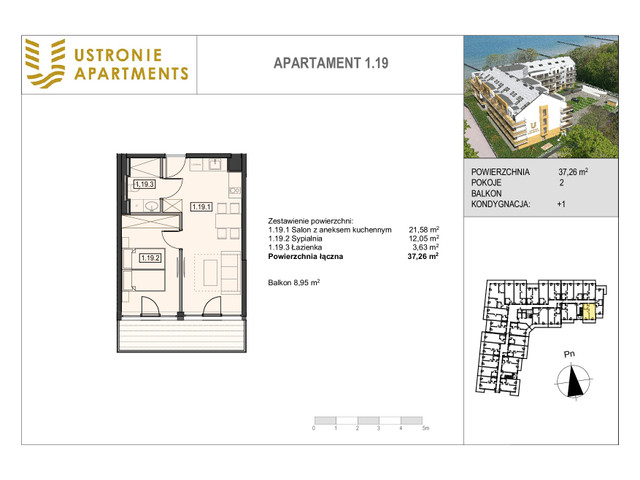 Mieszkanie w inwestycji Ustronie Apartments, budynek Deluxe, symbol 1_19 » nportal.pl