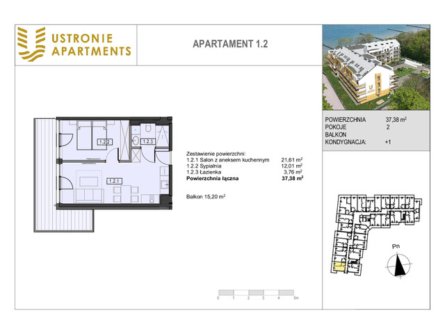 Mieszkanie w inwestycji Ustronie Apartments, budynek Deluxe, symbol 1_2 » nportal.pl