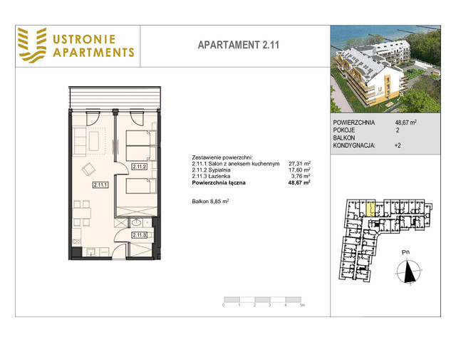 Mieszkanie w inwestycji Ustronie Apartments, budynek Deluxe, symbol 2_11 » nportal.pl