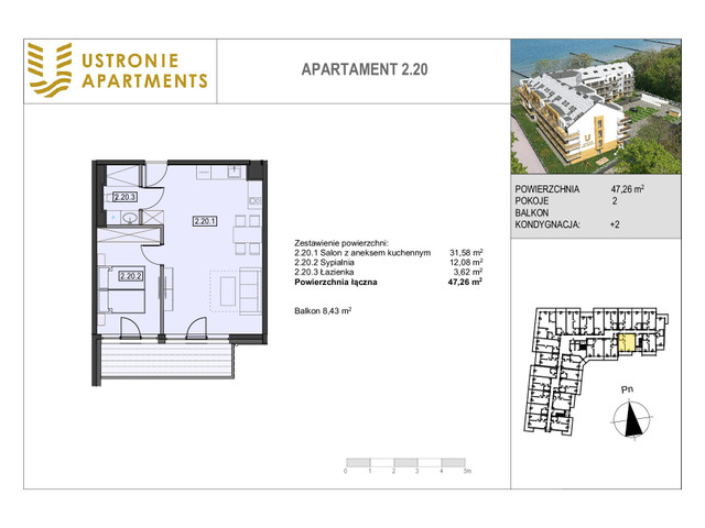 Mieszkanie w inwestycji Ustronie Apartments, budynek Deluxe, symbol 2_20 » nportal.pl