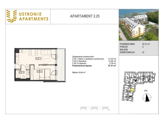 Mieszkanie w inwestycji Ustronie Apartments, budynek Deluxe, symbol 2_25 » nportal.pl